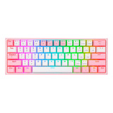 Teclado Gamer 60% Redragon Fizz Pro Rgb White Pink Sw Red