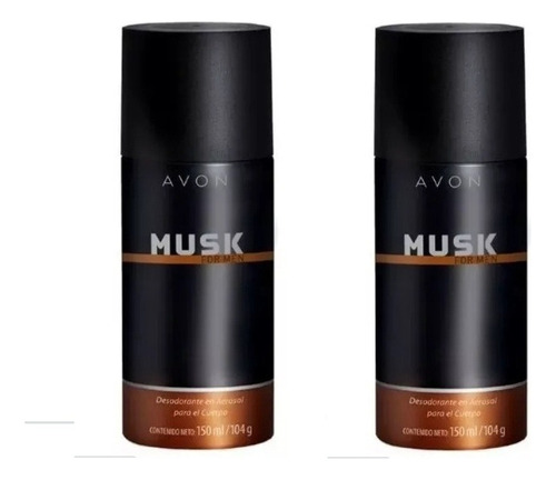 Musk For Men Deo Corporal Avon Fragancia Masculina Set X 2