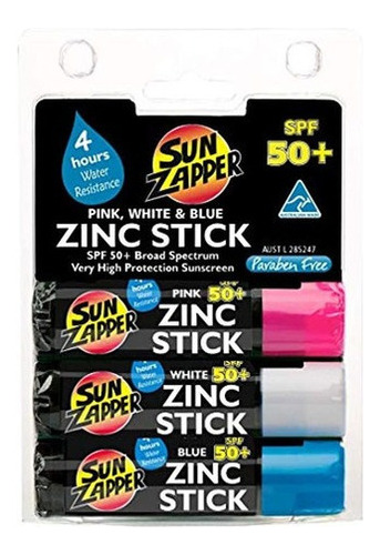 Palo De Zinc Zapper Sol  Rosa Y Blanco Y Azul  Spf50  Muy Al