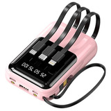 Power Bank Pila Batería Recargable Kimhi Color Rosa Con 4 Cables, 2 Puertos Usb Y Linterna De 20,000mah Para Celular Y Tablet