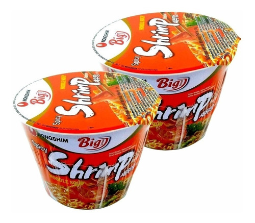 2 Lamen Miojo Camarão Shrimp Spicy Big Cup - Nong Shim 100g