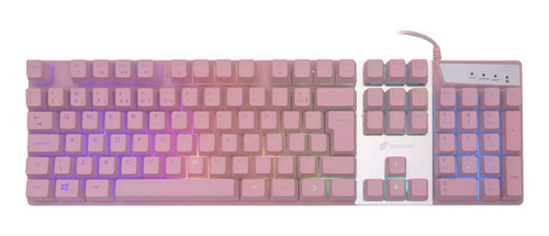 Teclado Gamer Oex Tc205 Prismatic Usb Com Led Rosa