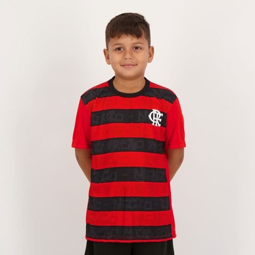 Camisa Flamengo Shout Infantil Vermelha E Preta