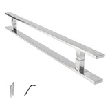 Puxador Inox Polido Porta Pivotante Pé Quadrado 80cm 40x10