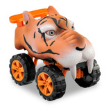 Brinquedo Carro Animal Tigre Selvagem Veículo Emborrachado