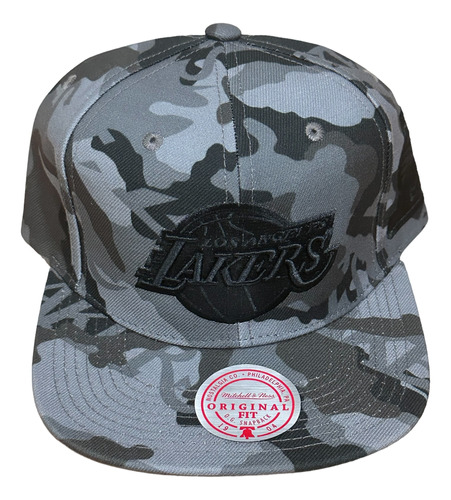 Gorra Mitchell And Ness Nba Tonal Camo Gris Snapback Lakers