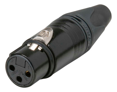 Conector Xlr 3 Pin Hembra Linea Negro Oro Nc3fxx Neutrik 