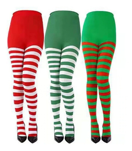 Pantys A Rayas Disfraz, Cosplay,otro Navidad Duende Pascuera