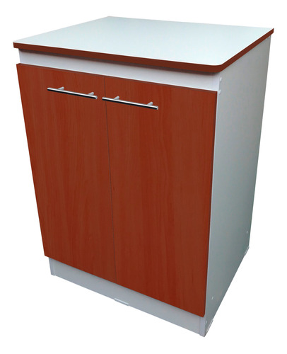 Mueble Base De Cocina Blanco 2 Puertas Cerezo 84 X 60 X 50