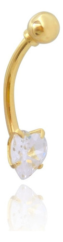 Piercing De Umbigo Em Ouro 18k Coração Zircônia Cor Amarelo