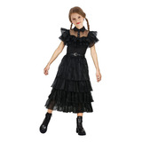 Vestido De Niñas Miércoles Addams Halloween Cosplay Disfraz