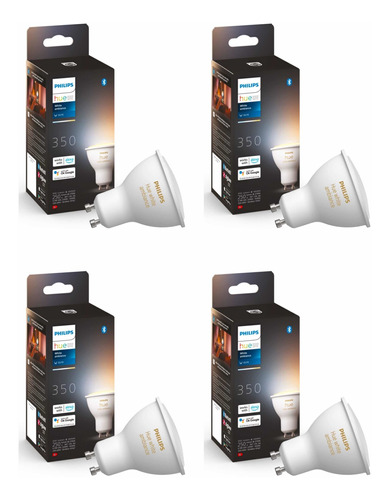 Pack 4 Philips Hue White Ambience Calido~frio Gu10 Zigbee Bt