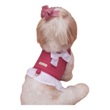 Roupa Pet Para Cachorro Coleira Com Guia Rosa Shihtzu Spitz