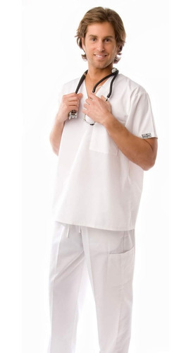 Uniforme Medico/pijama Quirurgica Blanco Para Hombre Strech 