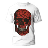 Playera Blanca Hombre Philipp Plein Calavera Plateada / Rojo