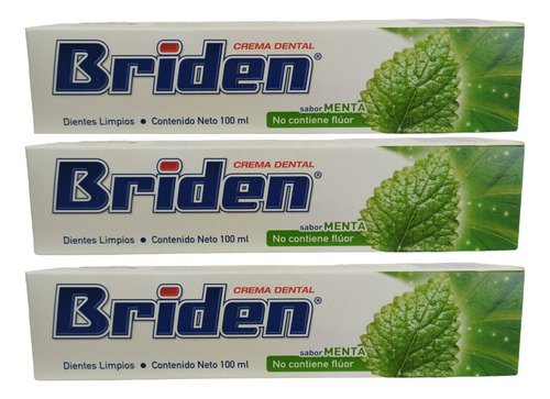 Briden Crema Dental Sin Flúor 100ml 25pack Sabor Mental