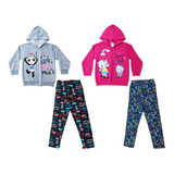 Kit 2 Conjuntos Moletom Infantil Feminino Inverno Menina Leg