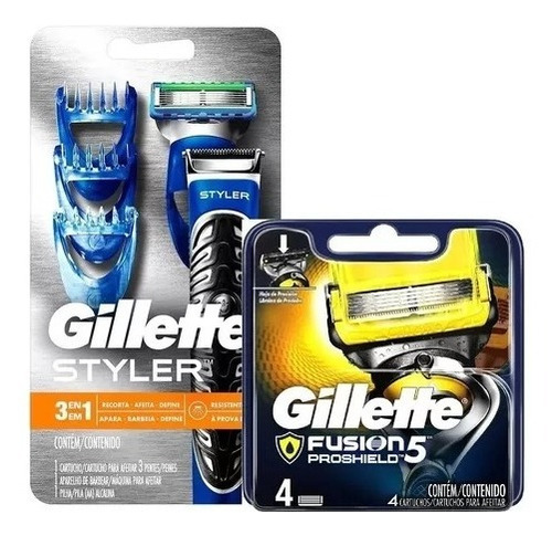 Combo Gillette Styler 3 En 1 + Cartuchos Proshield X 2