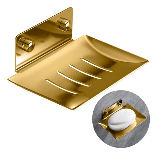 Saboneteira Banheiro Porta Sabonete Luxo Inox 304 Dourada Brinovar