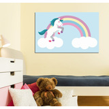 Vinilo Decorativo 20x30cm Infantil Unicornio Arcoiris Nubes