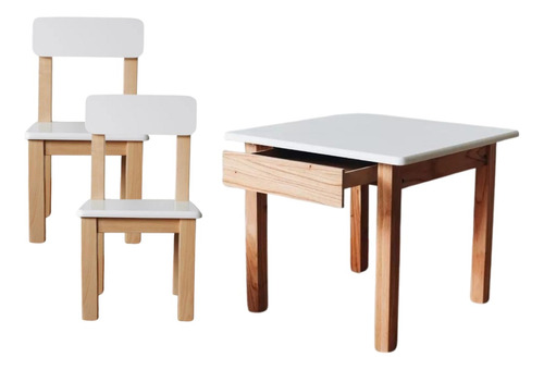 Conjunto De Sillas Y Mesa Con Cajon  Infantil