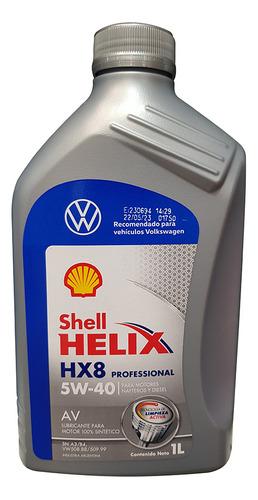 Aceite Sintetico Shell Helix Hx8 Professional Av 5w40 - 1 L