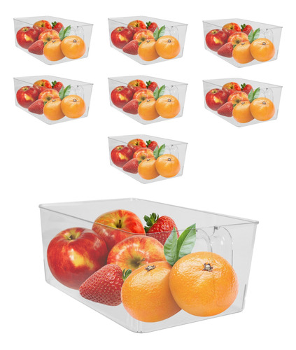 8 Cestas Organizador Alimentos Con Asa 30x17.5x11cm Plastico