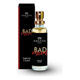 Perfume Masculino Bad Man 15ml Amakha Paris Fragrância Ambarado Especiado Dia E Noite Edp Fixação Spray Presente Notas