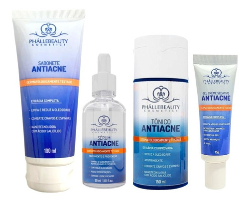 Kit Anti Acne Skincare Completo 4 Passos Mulheres E Homens