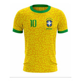 Camiseta Brasil Personalizada Com Nome E Numero Cor Amarela