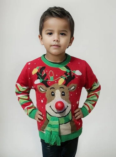 Sweater Ugly Reno Luz Niños Algodón Otoño/invierno