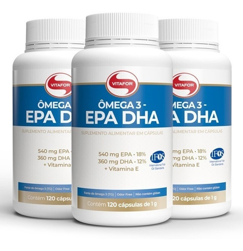 Kit 3x Omega3 Epa Dha Vitafor 120 Caps 1000mg Oleo De Peixe