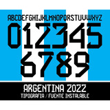 Tipografía Números Camiseta Argentina 2022 Fuente Instalable