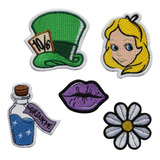 Kit Parche Bordado Emoticones, Sombreo, Pocima Labios, Flor 