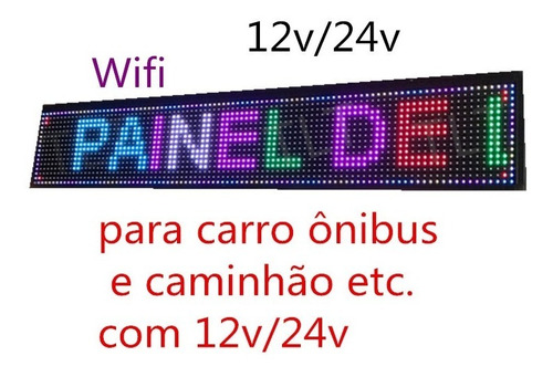 Painel Letreiro Led Digital 100x20 Rgb Interno Usb  12v/24v