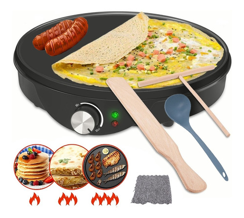 Crepera Eléctrica Nonstick+ Anti Adherente Ajustable 1000w