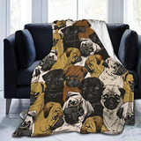 Lindo Pug Perro Lanza Lanza Manta Fuzzy Warm Lanza Sofã...