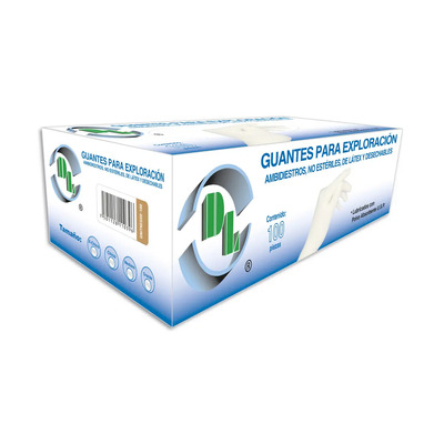 100 Guantes Látex No Estéril Para Examen Médico Talla Grande Color Blanco Talla G | MercadoLibre