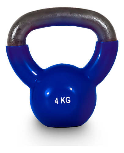 Pesa Rusa Coated Kettlebell 4kg Fitness Para Entrenamiento Color Azul