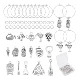 1 Caja 16pcs 16 Estilos De Vidrio Del Vino Charm Anillo...