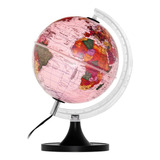 Globo Terrestre Político Rosa 21cm Diâmetro Bivolt Led