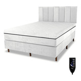 Eco New Colchões Cama Box Mais Colchão Massageador Magnético Queen Mais Cabeceira Cor Branco