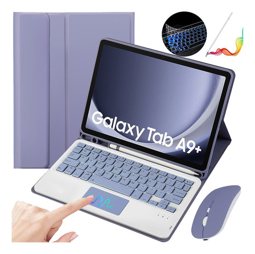 C/teclado Mouse+lápiz Para Funda Galaxy Tab 11in Púrpura
