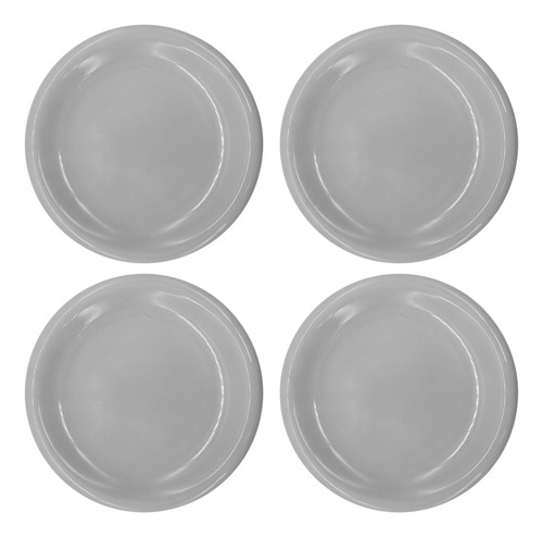 Set X 4 Platos De Postre De Cerámica Gris, 20 Cm - 13345