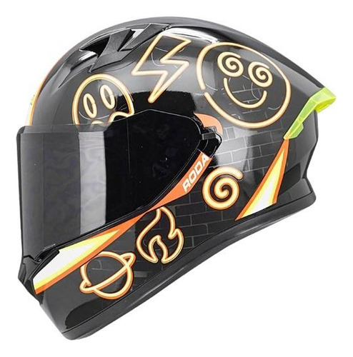 Casco Roda Course Negro Amarillo Neon Mica Humo Cerrado