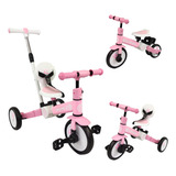 Triciclo Para Niños 4 En 1 Bicicleta De Equilibrio Y Balance Color Rosa