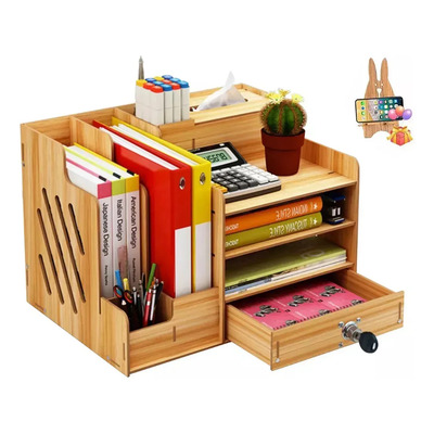 Caja De Almacenamiento De Escritorio De Madera Con Soporte Organizador de Escritorio con Cajones, Organizadores de Oficina con Soporte para Bolígrafos y Caja de Pañuelos, Organizador de Papeleria con | MercadoLibre