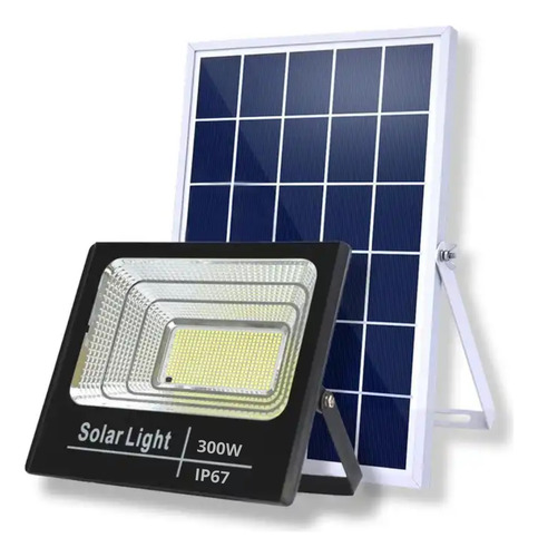 Luminaria Refletor 300w Solar Led Forte Campo Área Externa