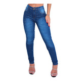Calça Jeans Feminina Skinny Lycra Detalhes Strass Brilhantes