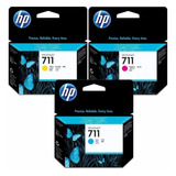 Kit 03 Cartuchos Originais Hp 711 Plotter T120 T520 03 Cores